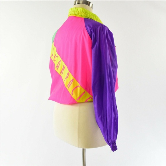 80s Vintage Women’s Neon Barbiecore Windbreaker Jacket - Picture 4 of 5